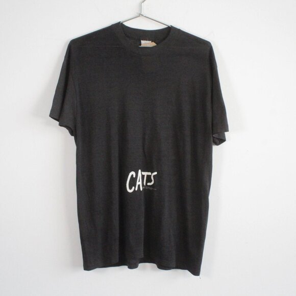 Vintage 80s Cats Broadway Musical by Andrew Lloyd Webber Tee Shirt Black - Picture 1 of 3
